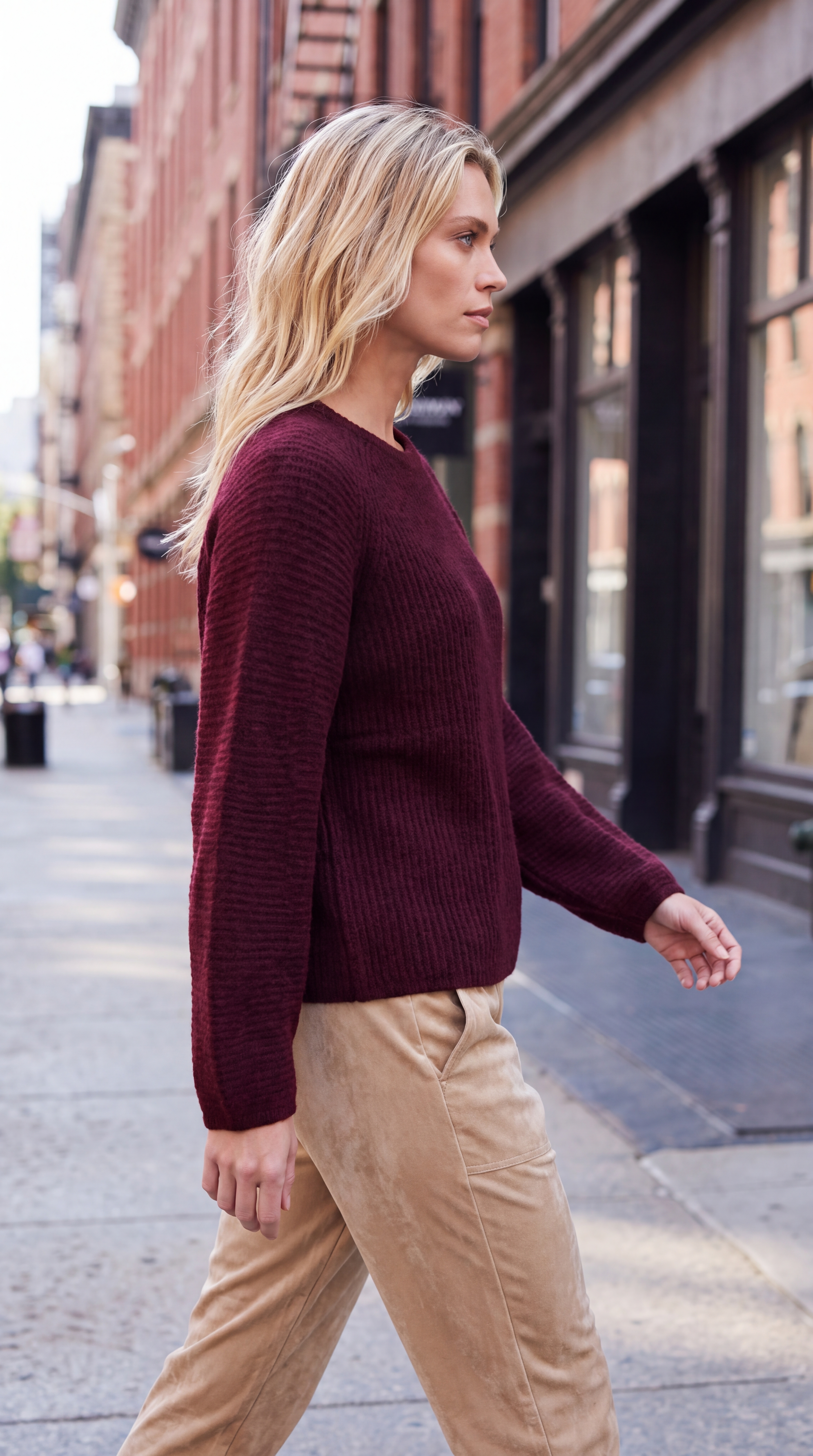 Dámsky mohérový oversize pulóver s raglánovým rukávom BROADWAY BURGUNDY s.WEAR 3